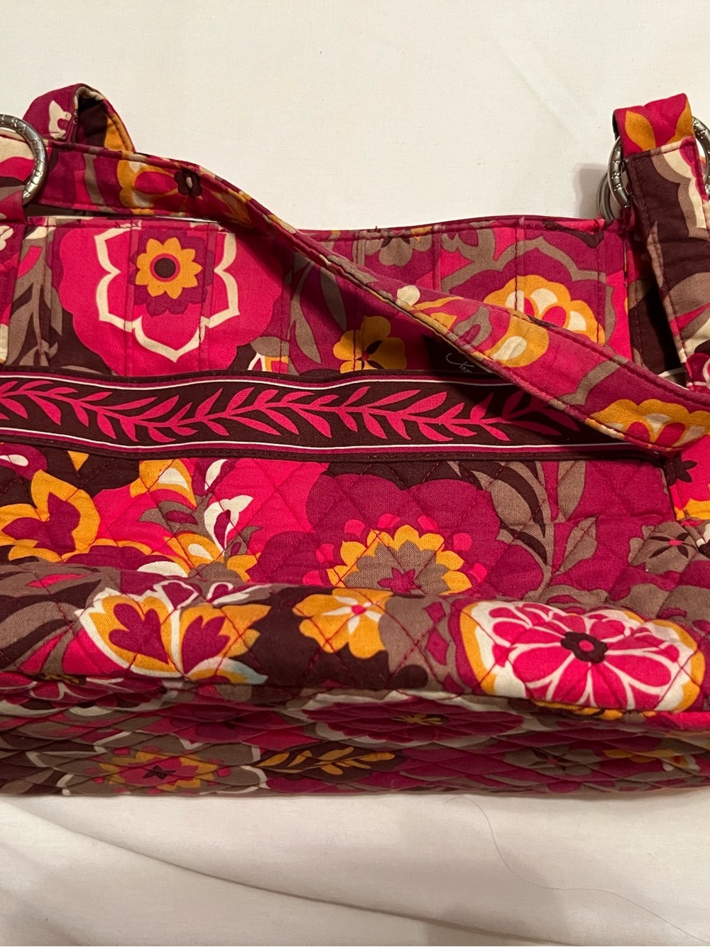 Vera Bradley new Quilted Floral Shoulder Bag in Pink and Brown